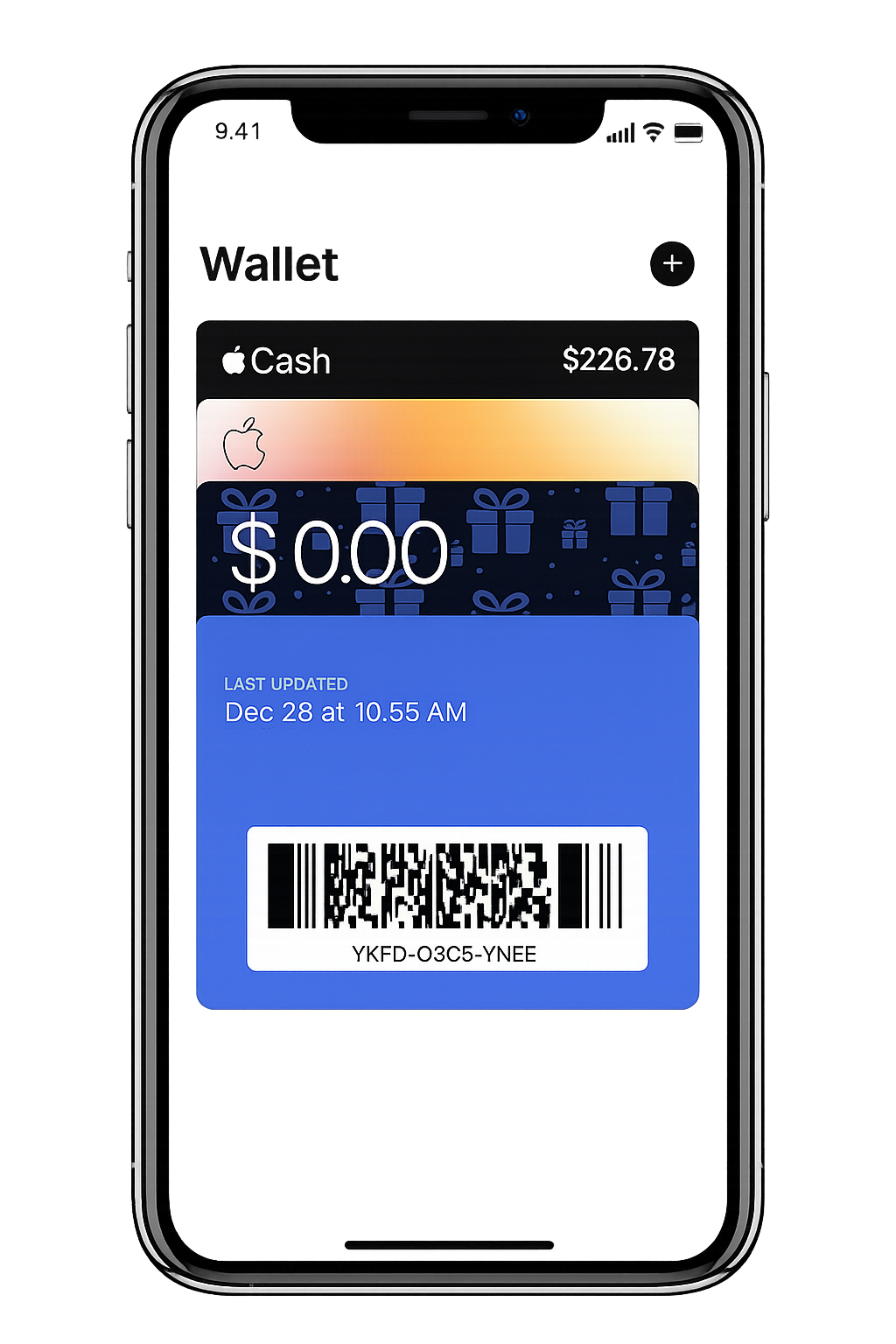 Gift card in Apple Wallet on iPhone